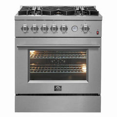 Forno 3-Piece Appliance Package 30" Gas Range 5 Burners 31" Milano Espresso Bottom Freezer	24" Dishwasher FBDL-012-01CAUS