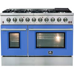 Forno 48" Galiano Gas Range with 8 Burners, Griddle, and Double Oven - FFSGS6244-48