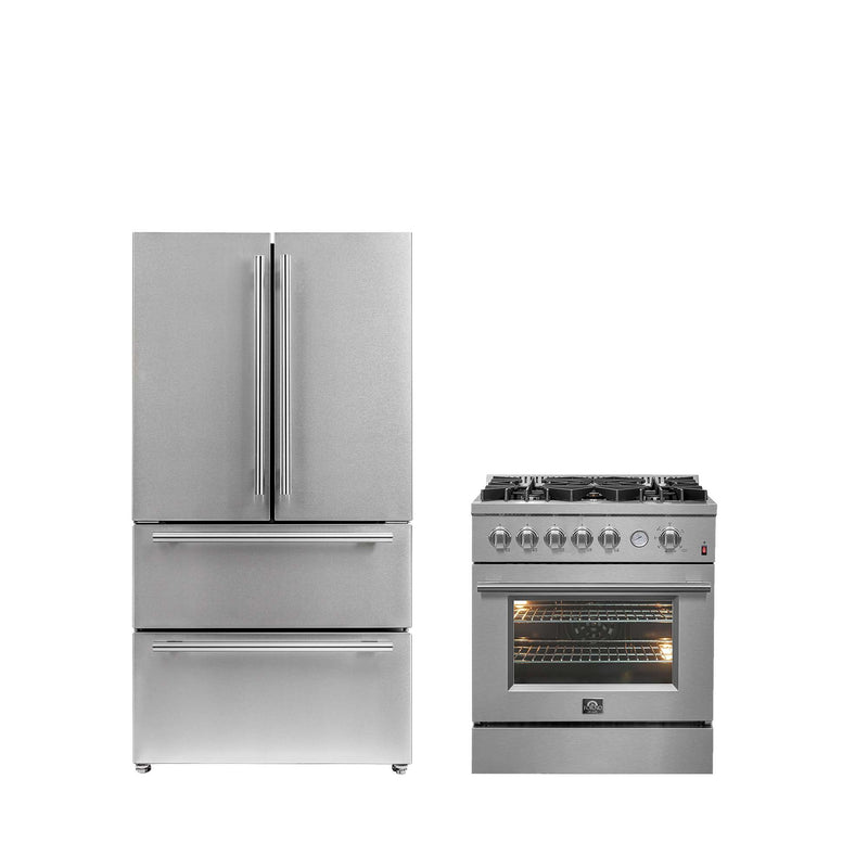 FORNO Premium 2-Piece Kitchen Bundle -Giovanni 30-inch Gas Range Stainless Steel, Forno Moena 36