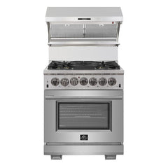 Forno 30" Capriasca Dual Fuel Range with 240v Electric Oven - 5 Burners, Convection Oven and 100,000 BTUs - FFSGS6187-30