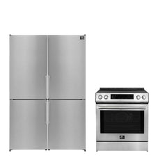 FORNO Premium 2-Piece Kitchen Bundle - Donatello 30" Induction Range, Guardia 46.8" Bottom Freezer Refrigerator