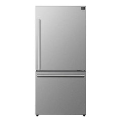 Forno 4-Piece Appliance Package - 30" Slide-In Electric Range + 30" Range Hood + 31" Bottom Freezer Refrigerator + 24" Dishwasher