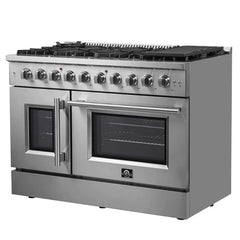 Forno 48-Inch Galiano Gas Range with 8 Gas Burners, 107,000 BTUs, & French Door Gas Oven in Stainless Steel - FFSGS6444-48