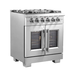 Forno 30-Inch Capriasca Gas Range with 5 Gas Burners, 100,000 BTUs, and French Door Gas Oven in Stainless Steel (FFSGS6460-30)