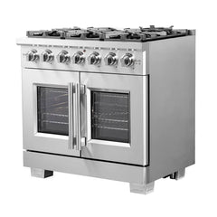 Forno 36-Inch Capriasca Gas Range with 6 Burners, 120,000 BTUs, & French Door Gas Oven in Stainless Steel - FFSGS6460-36