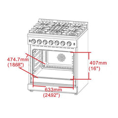 Forno 30" Capriasca Dual Fuel Range with 240v Electric Oven - 5 Burners, Convection Oven and 100,000 BTUs - FFSGS6187-30