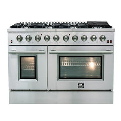 Forno 48" Galiano Gas Range with 8 Burners, Griddle, and Double Oven - FFSGS6244-48