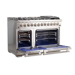 Forno 48" Capriasca Dual Fuel Range with 240v Electric Oven - 8 Burners, Griddle, and 160,000 BTUs - FFSGS6187-48