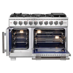 Forno 48-Inch Capriasca Dual Fuel Range with 8 Gas Burners, 160,000 BTUs & French Door Electric Oven in Stainless Steel - FFSGS6387-48